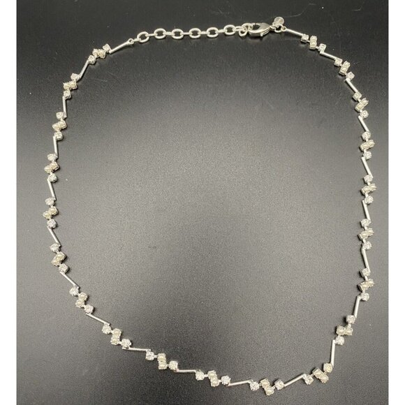VTG Dainty Monet Necklace Silver Tone With Faux Pearls & Rhinestone 15+2" Layer - Picture 1 of 5